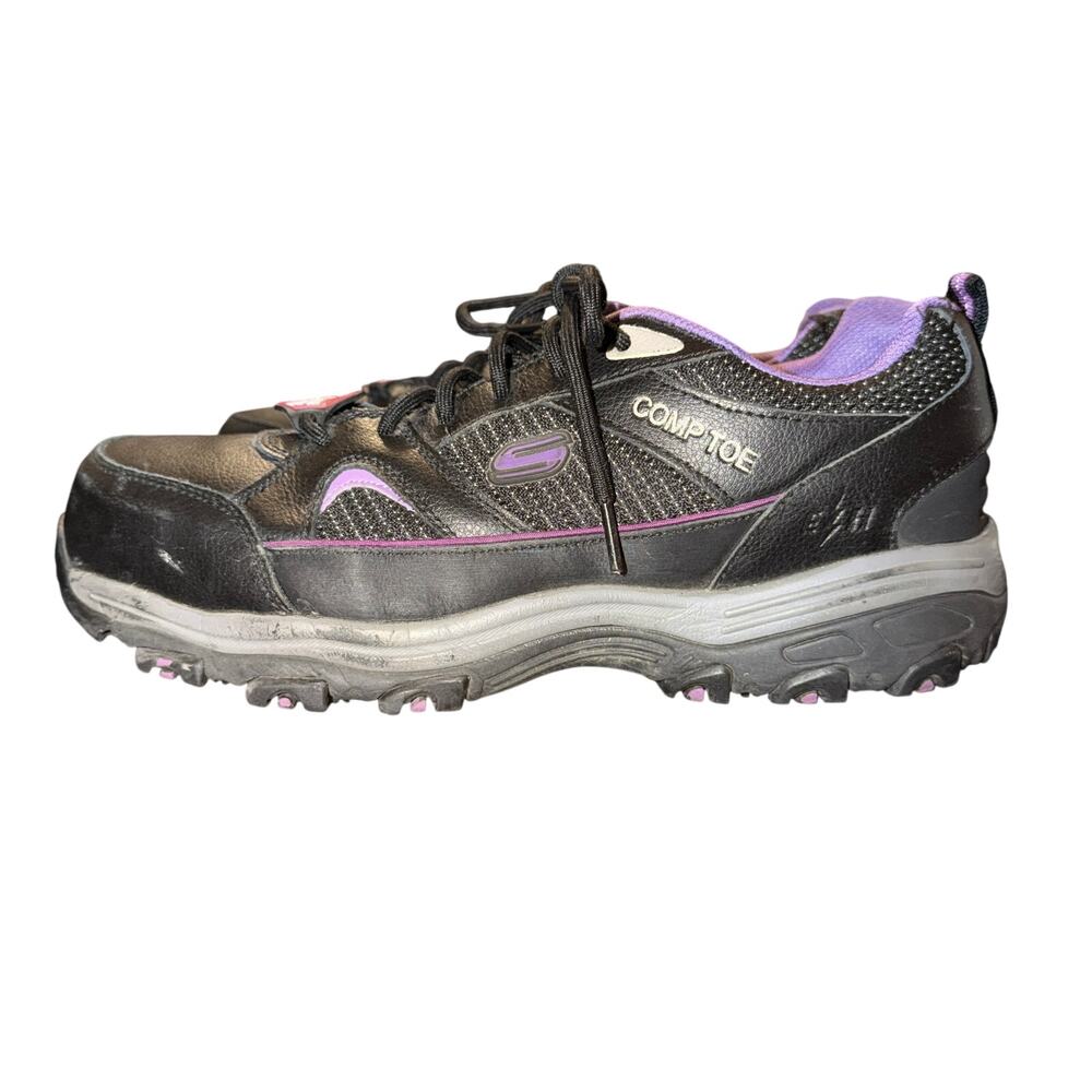 Skechers Work Comp Toe Tottle Shoes Women's Size 10 Black Purple Slip Resistant